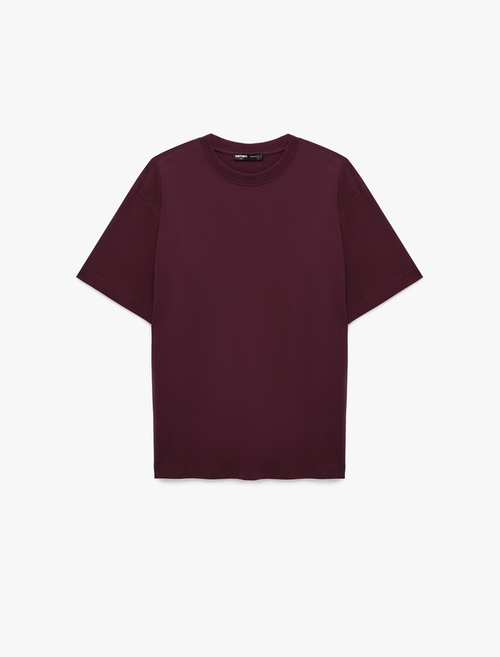  Kısa Kollu Bisiklet Yaka Pamuklu Basic Oversize Tişört