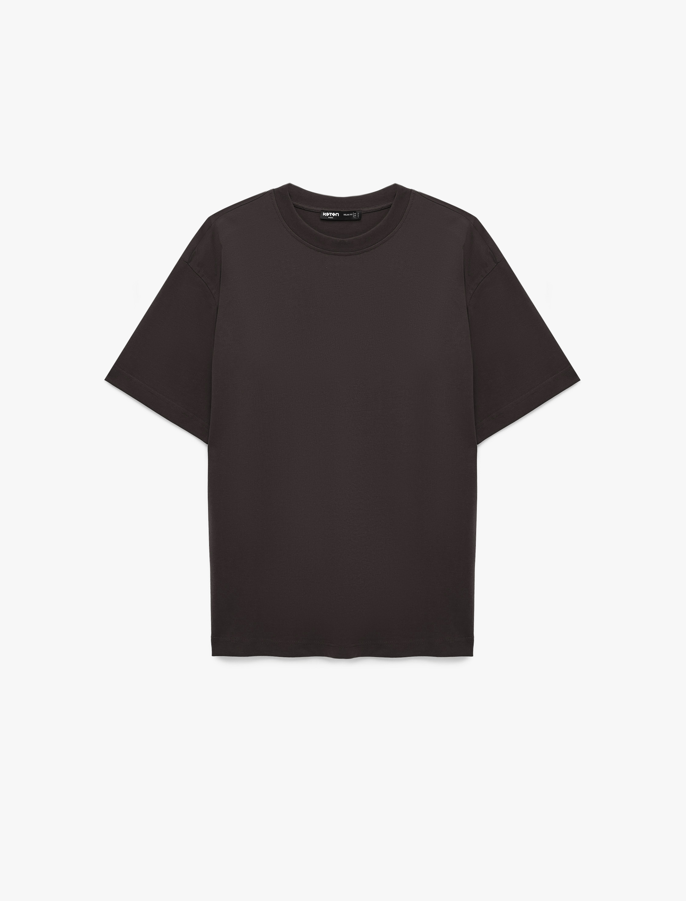   Kısa Kollu Bisiklet Yaka Pamuklu Basic Oversize Tişört