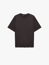 Kısa Kollu Bisiklet Yaka Pamuklu Basic Oversize Tişört