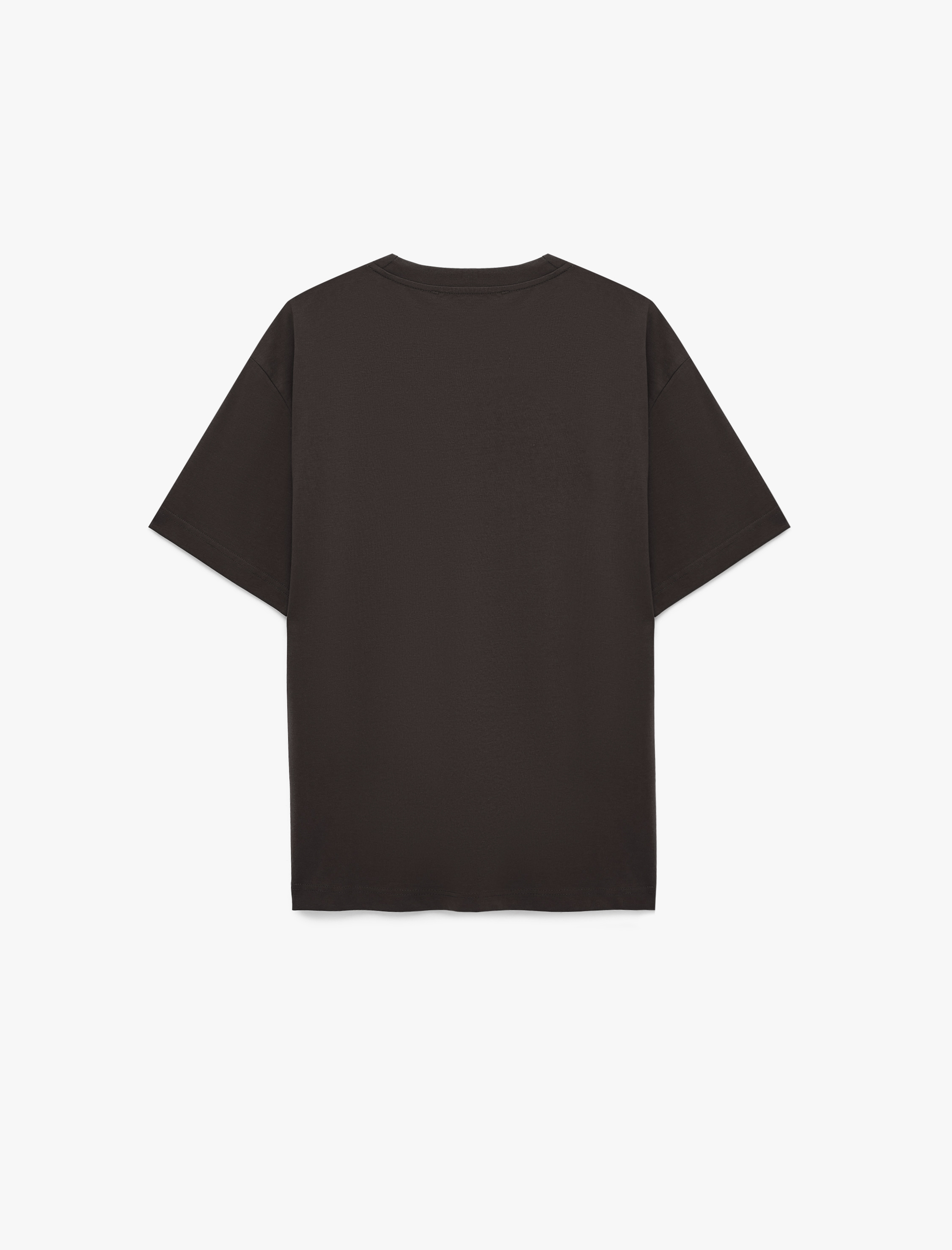   Kısa Kollu Bisiklet Yaka Pamuklu Basic Oversize Tişört