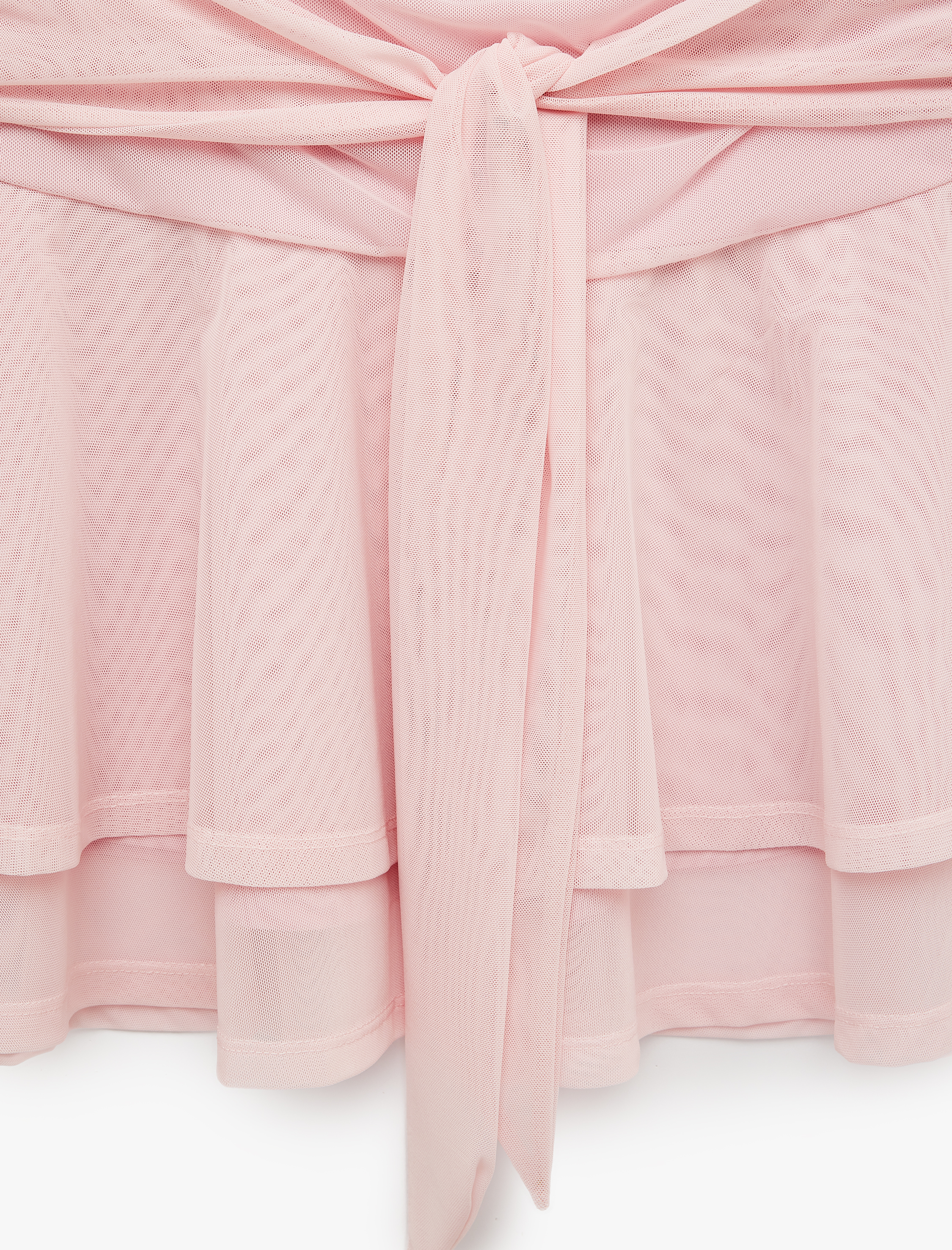   Drape Detaylı Bağlamalı Kat Kat Straplez Mini Elbise