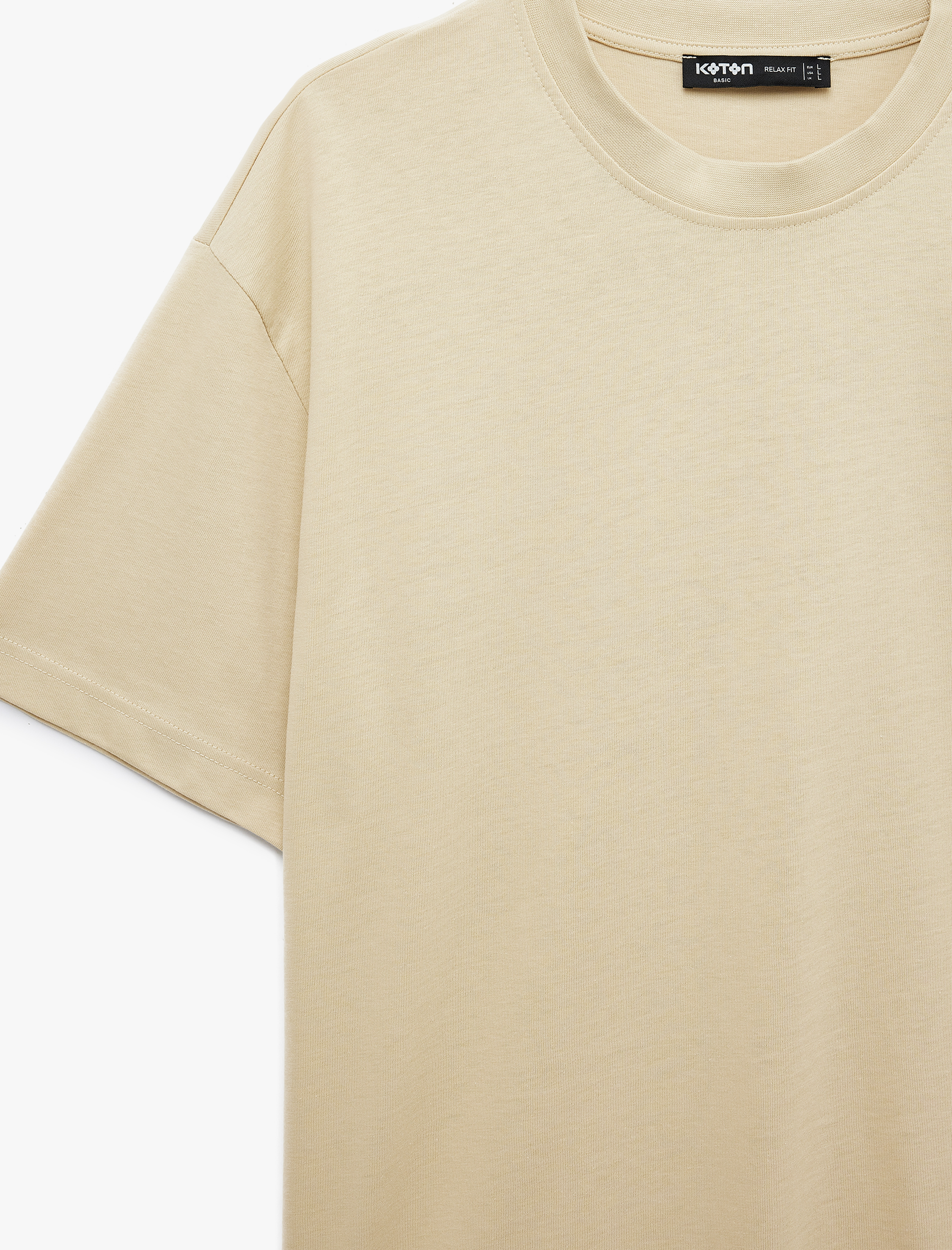   Kısa Kollu Bisiklet Yaka Pamuklu Basic Oversize Tişört