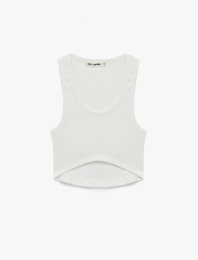 Pamuklu Slim Fit U Yaka Basic Crop Kolsuz Atlet