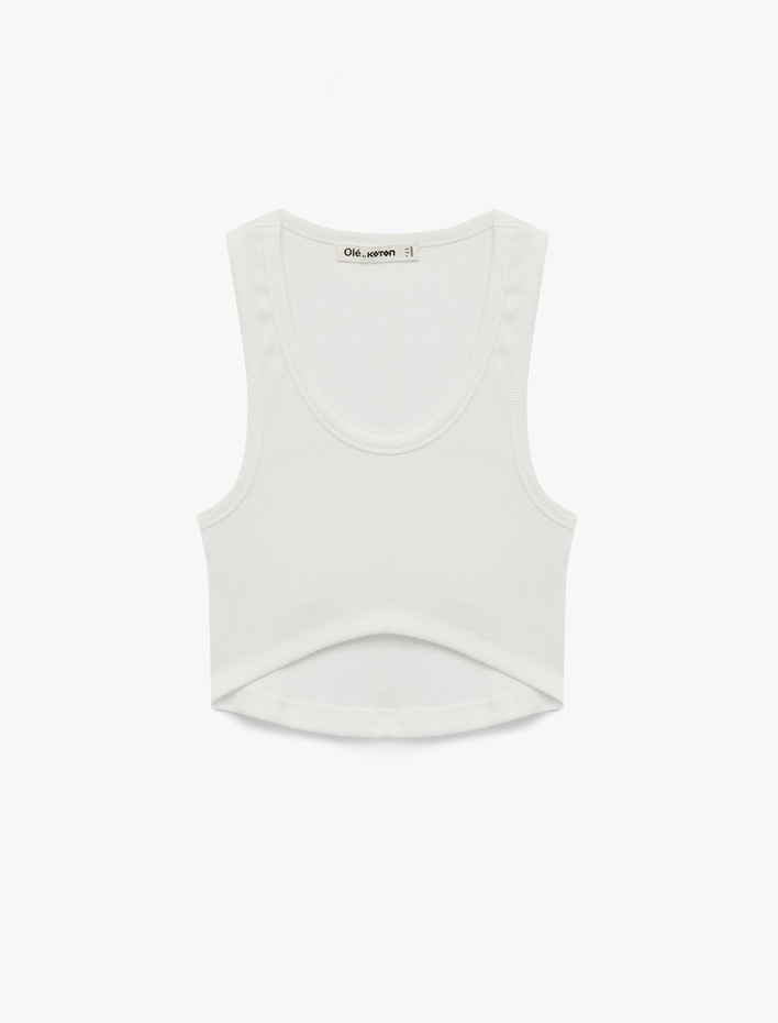  Pamuklu Slim Fit U Yaka Basic Crop Kolsuz Atlet
