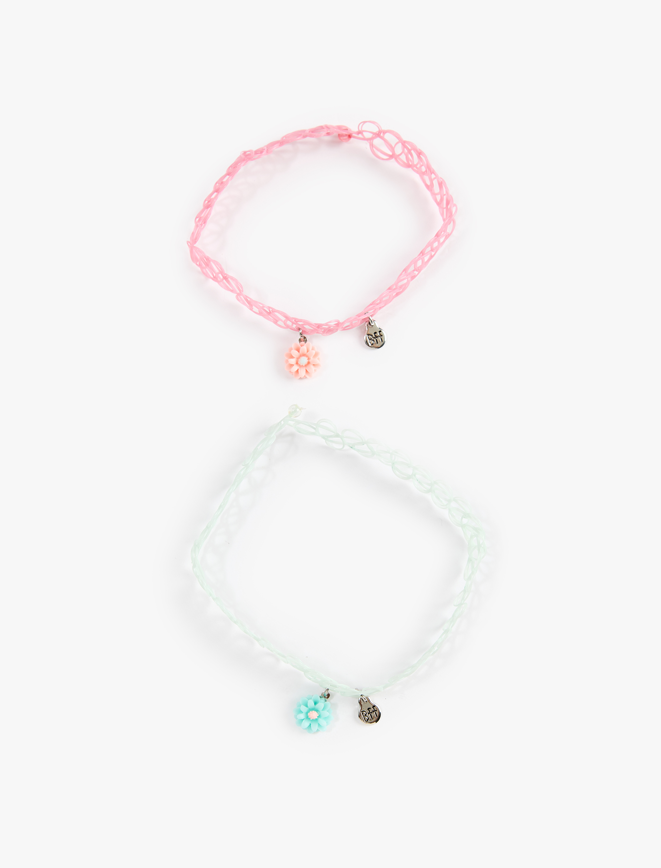  Kadın Çiçek Charmlı 2'li Choker Arkadaşlık Kolyesi