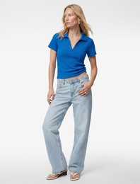 Slim Fit Ribanalı Kısa Kollu Polo Yaka Tişört