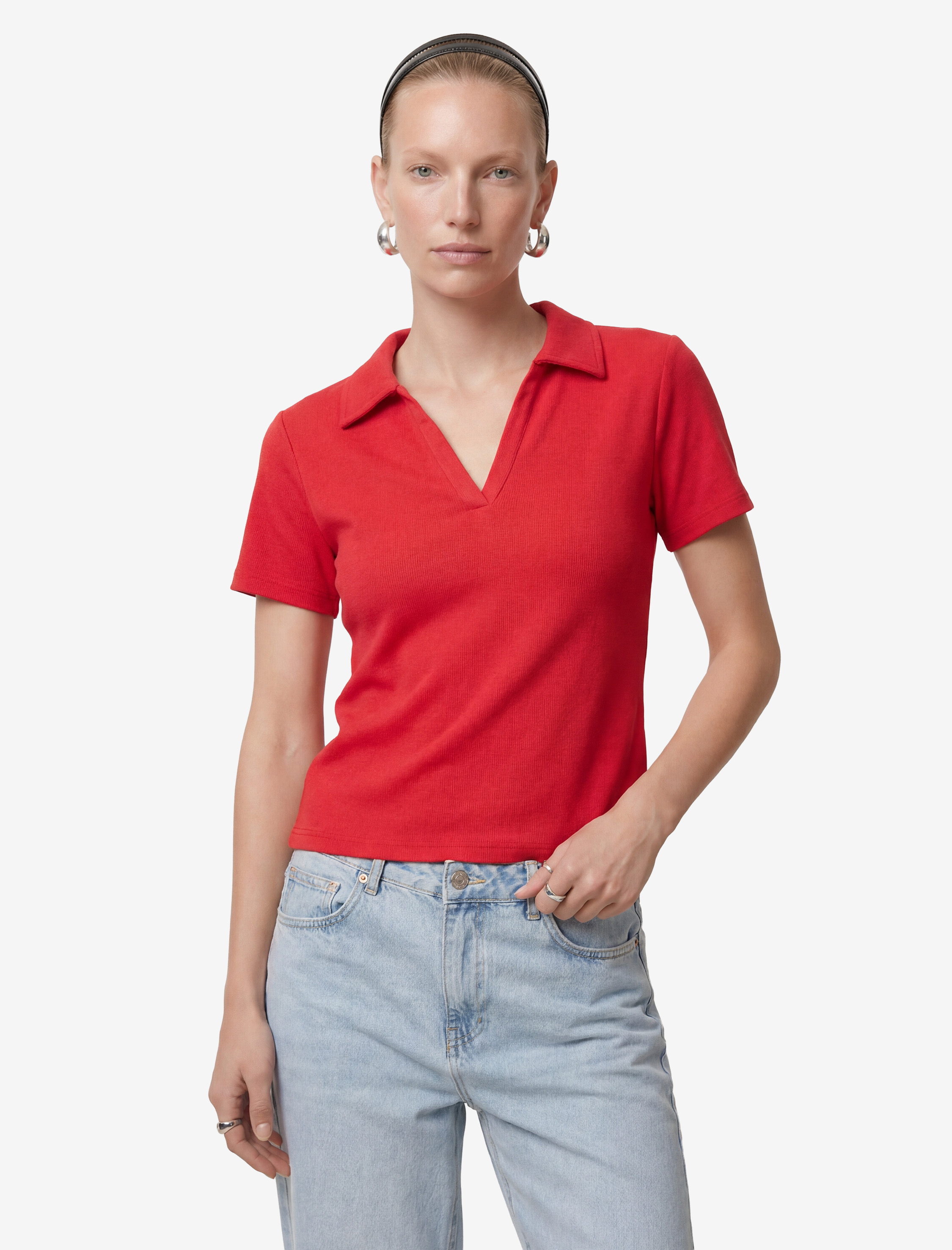   Slim Fit Ribanalı Kısa Kollu Polo Yaka Tişört