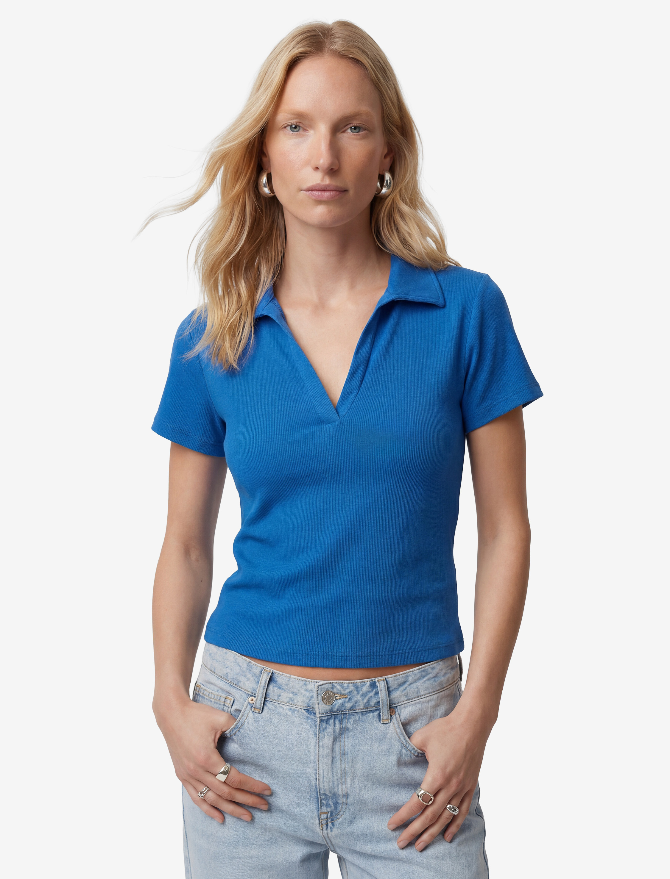   Slim Fit Ribanalı Kısa Kollu Polo Yaka Tişört