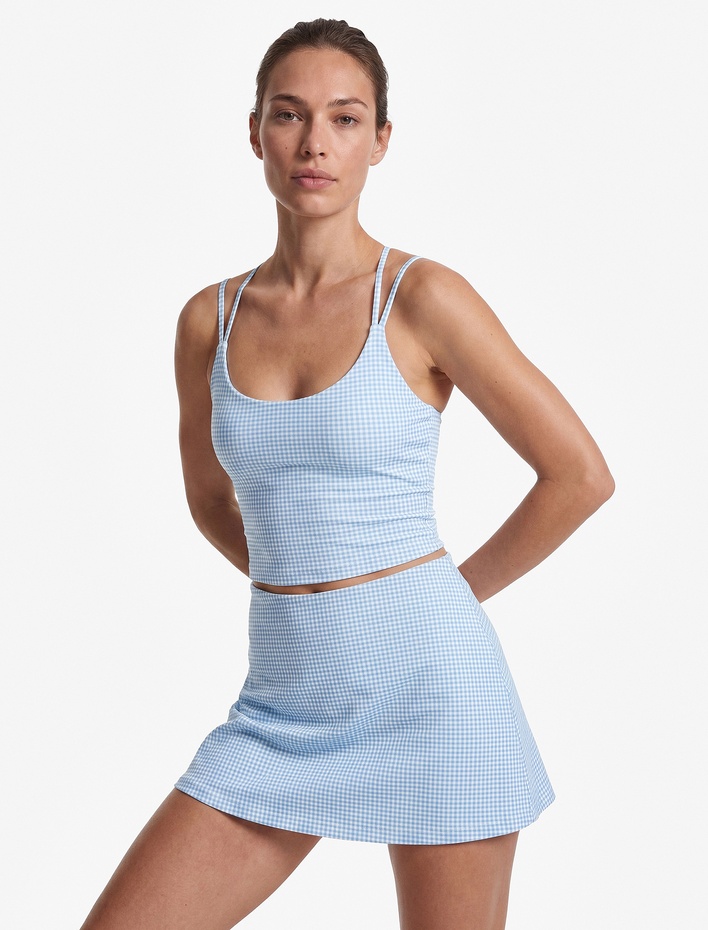  Çapraz Askılı Sırt Detaylı Pötikareli Spor Bluz