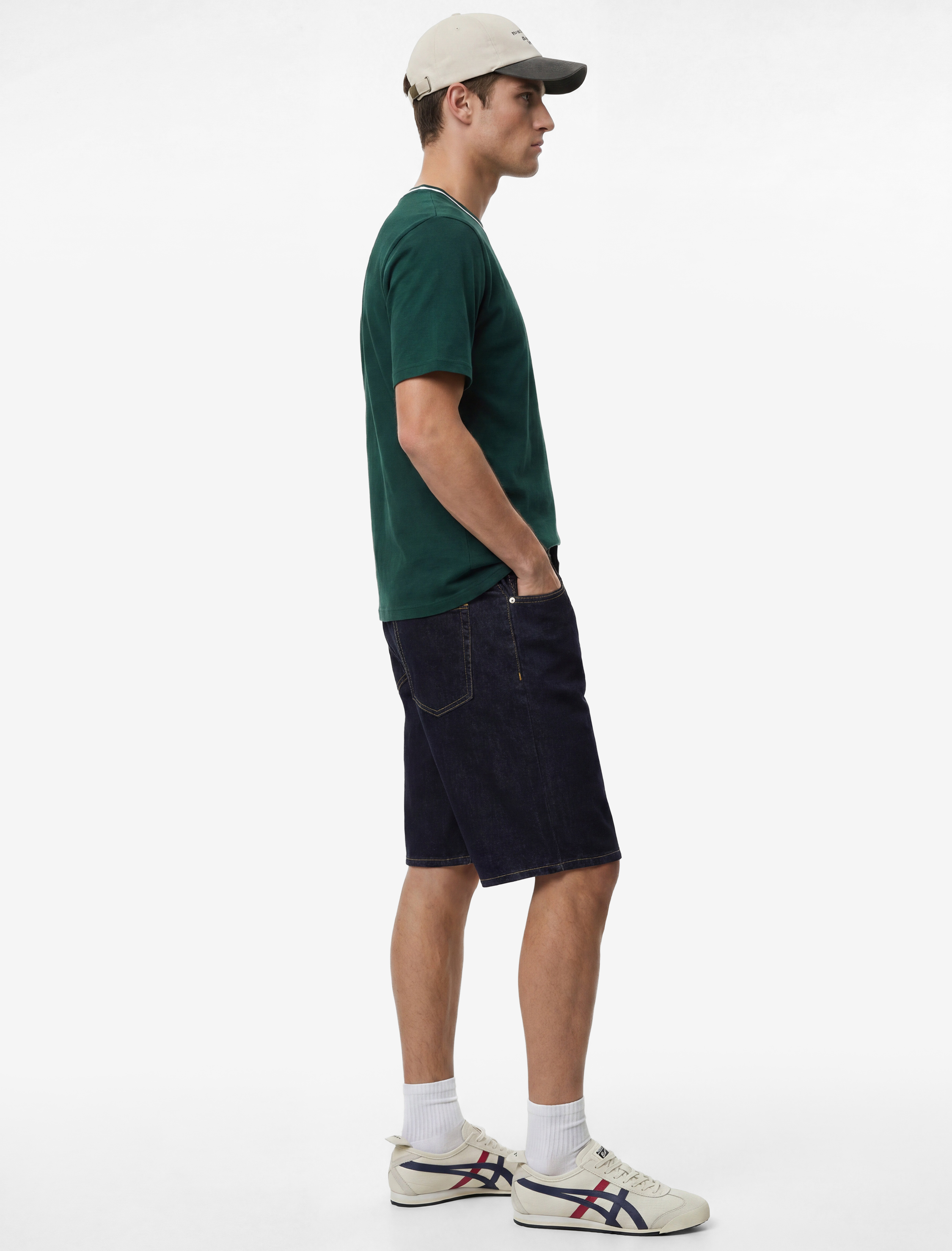   Normal Bel Pamuklu Bermuda Straight Fit Denim Şort