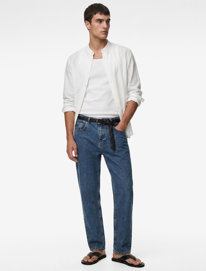  Normal Bel Cepli Pamuklu Vintage Straight Fit Jean Pantolon