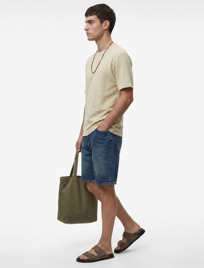  Normal Bel Cepli Pamuklu Bermuda Straight Fit Jean Şort