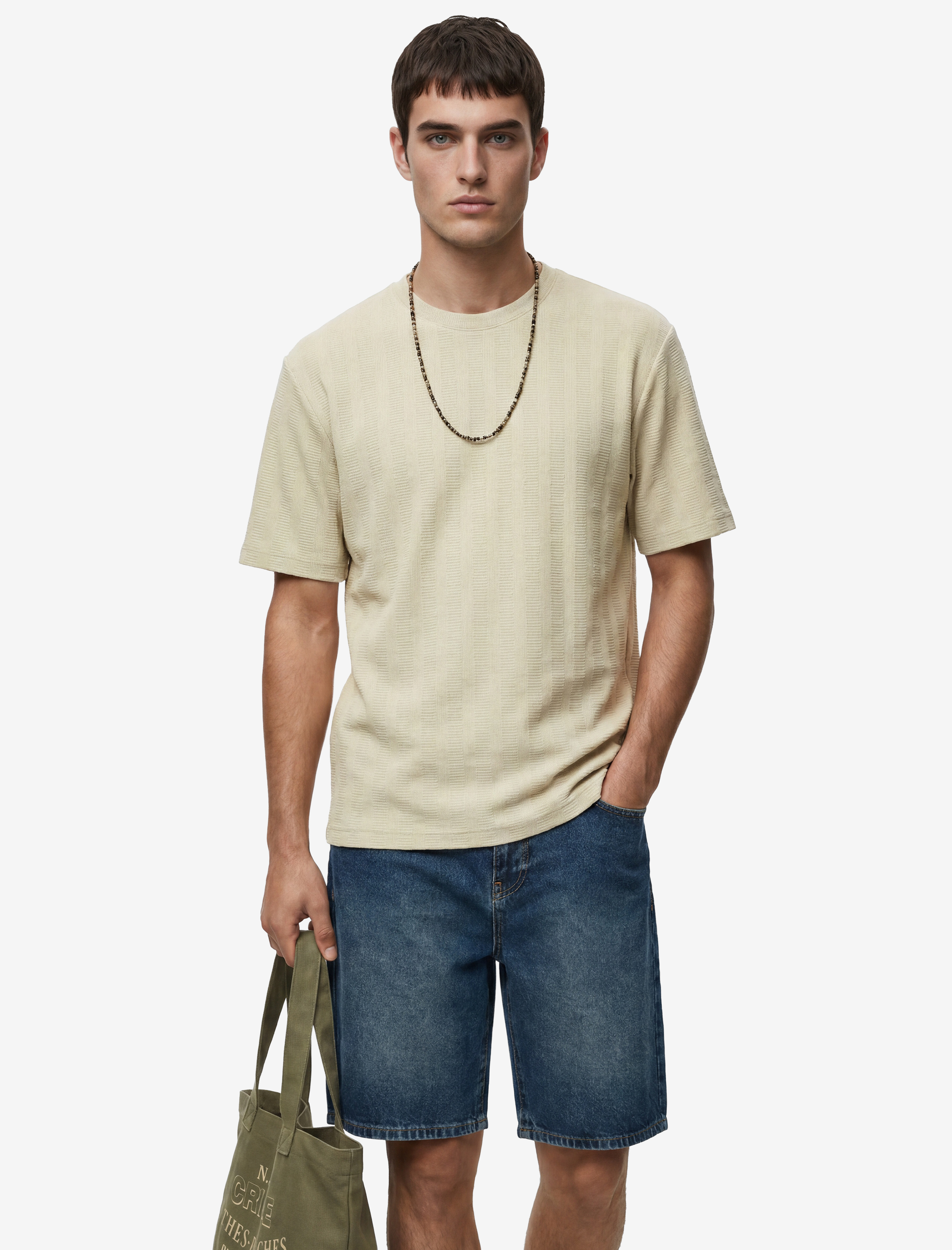   Normal Bel Cepli Pamuklu Bermuda Straight Fit Jean Şort