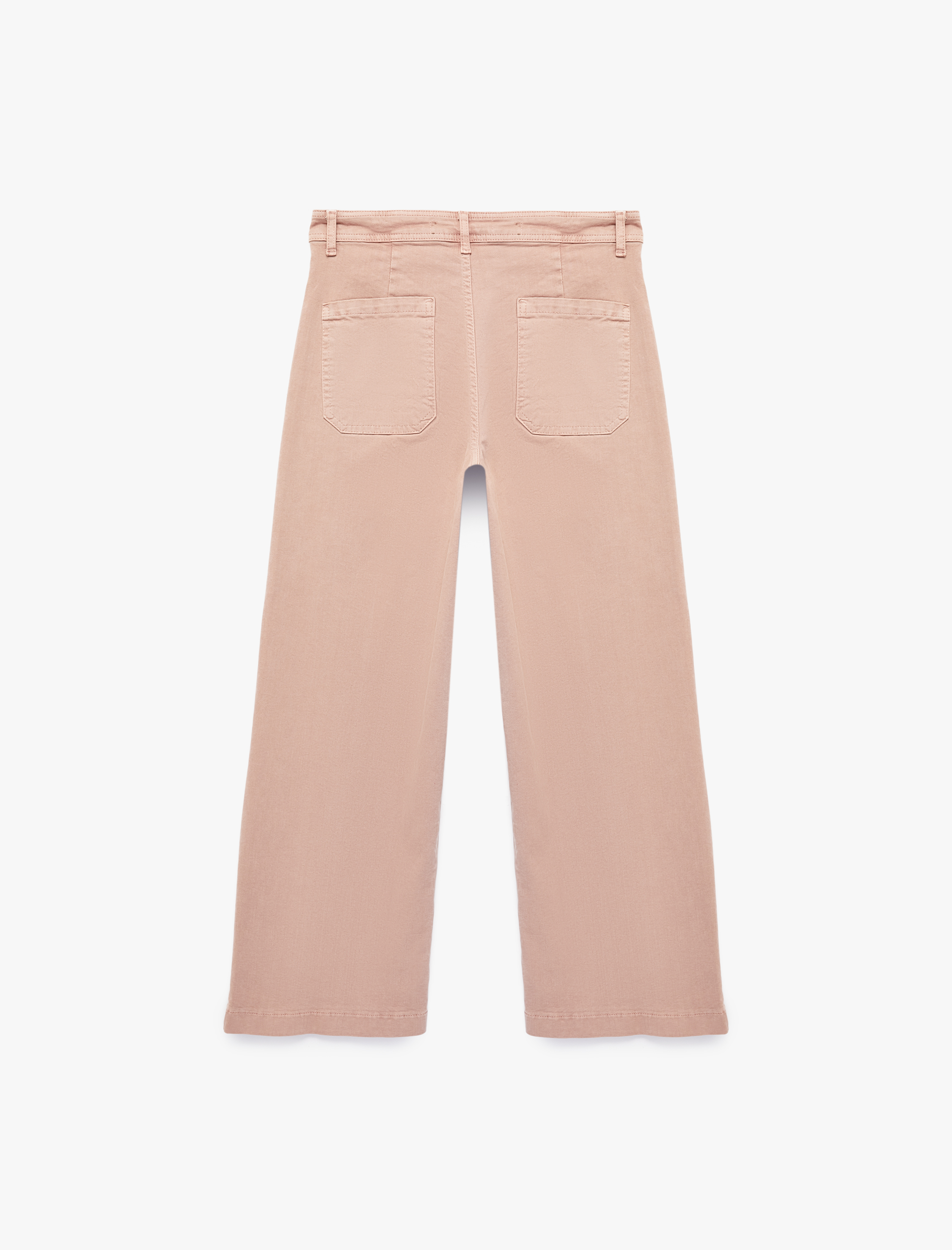   Yüksek Bel Rahat Kalıp Cep Detaylı Geniş Paça Pantolon - Culotte Jeans