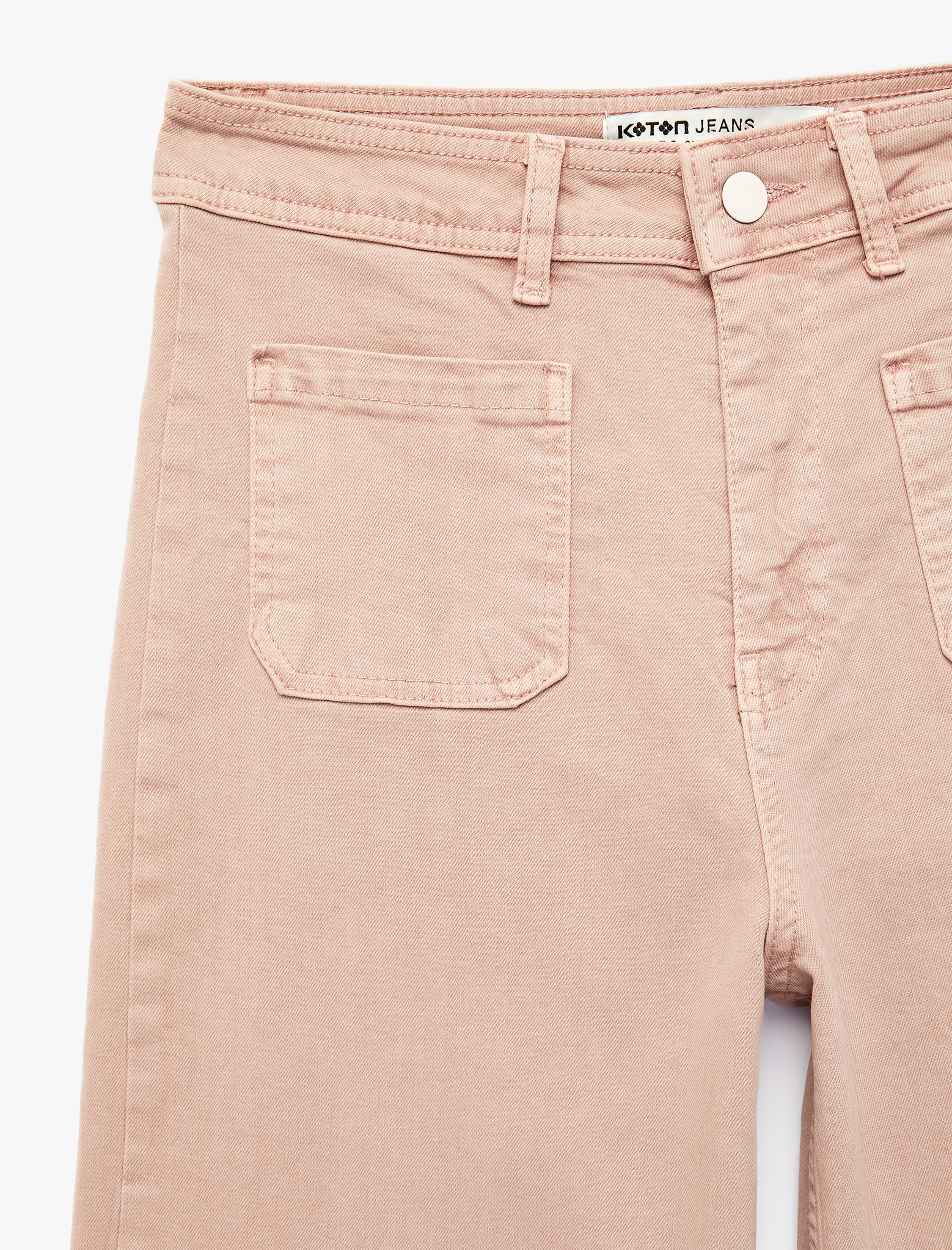   Yüksek Bel Rahat Kalıp Cep Detaylı Geniş Paça Pantolon - Culotte Jeans