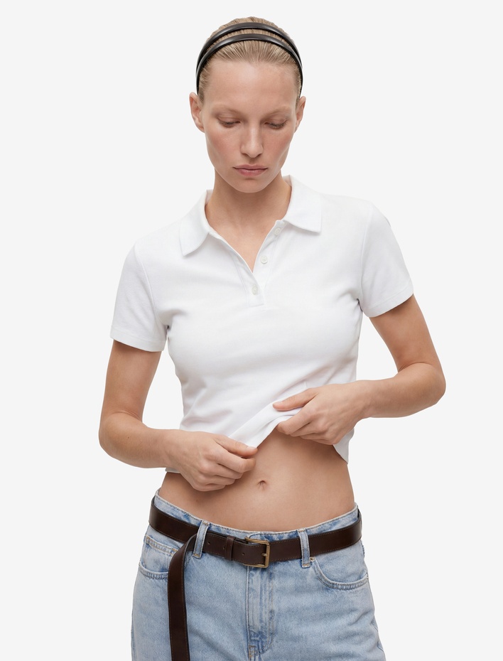  Pamuklu Slim Fit Kısa Kollu Düğmeli Polo Yaka Tişört