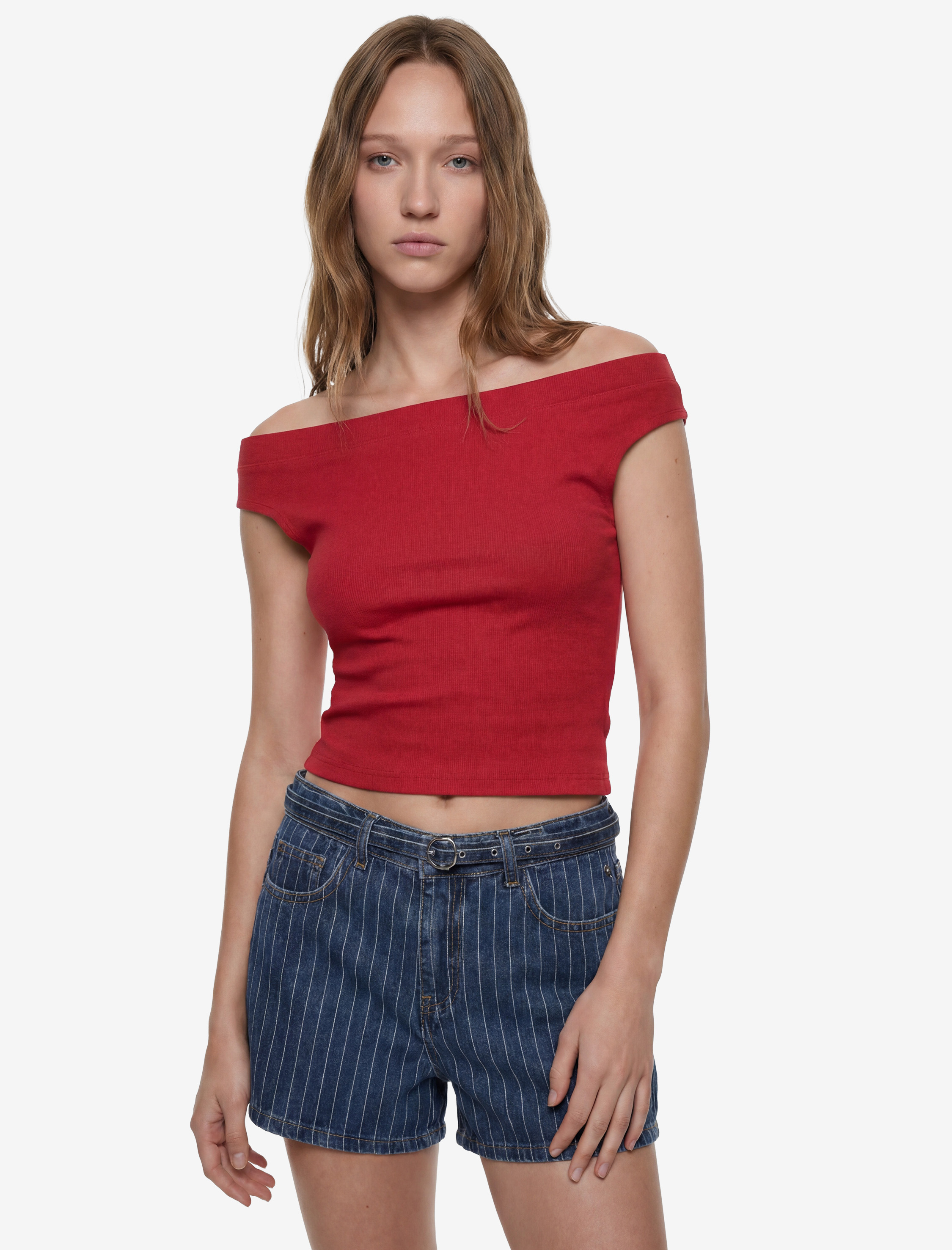   Asimetrik Yaka Slim Fit Pamuklu Kolsuz Bluz