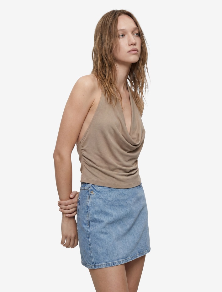  Pamuklu Fermuarlı Relax Fit Mini Denim Şort Etek
