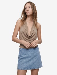 Pamuklu Fermuarlı Relax Fit Mini Denim Şort Etek