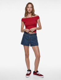 Asimetrik Yaka Slim Fit Pamuklu Kolsuz Bluz
