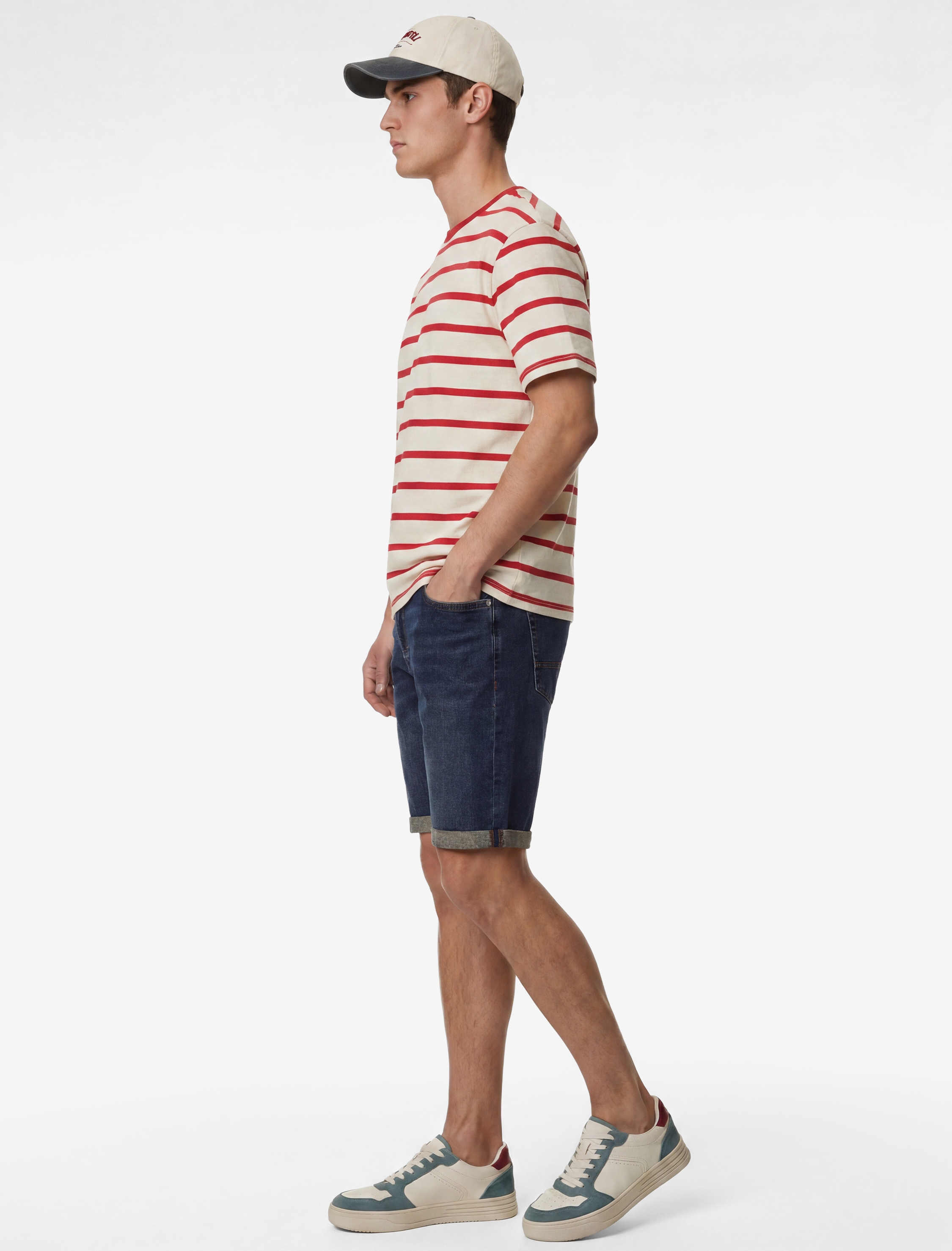   Normal Bel Pamuklu Bermuda Slim Fit Jean Şort