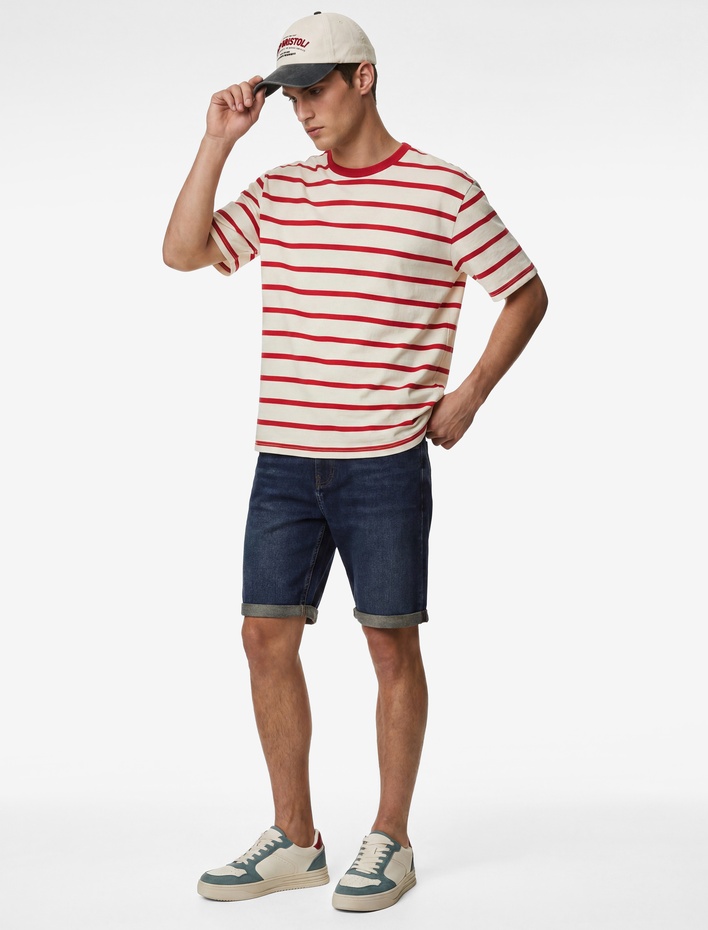  Normal Bel Pamuklu Bermuda Slim Fit Jean Şort