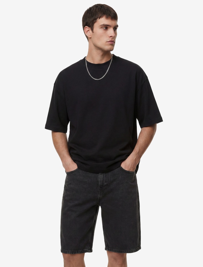 Pamuklu Kısa Kollu Bisiklet Yaka Basic Oversize Tişört