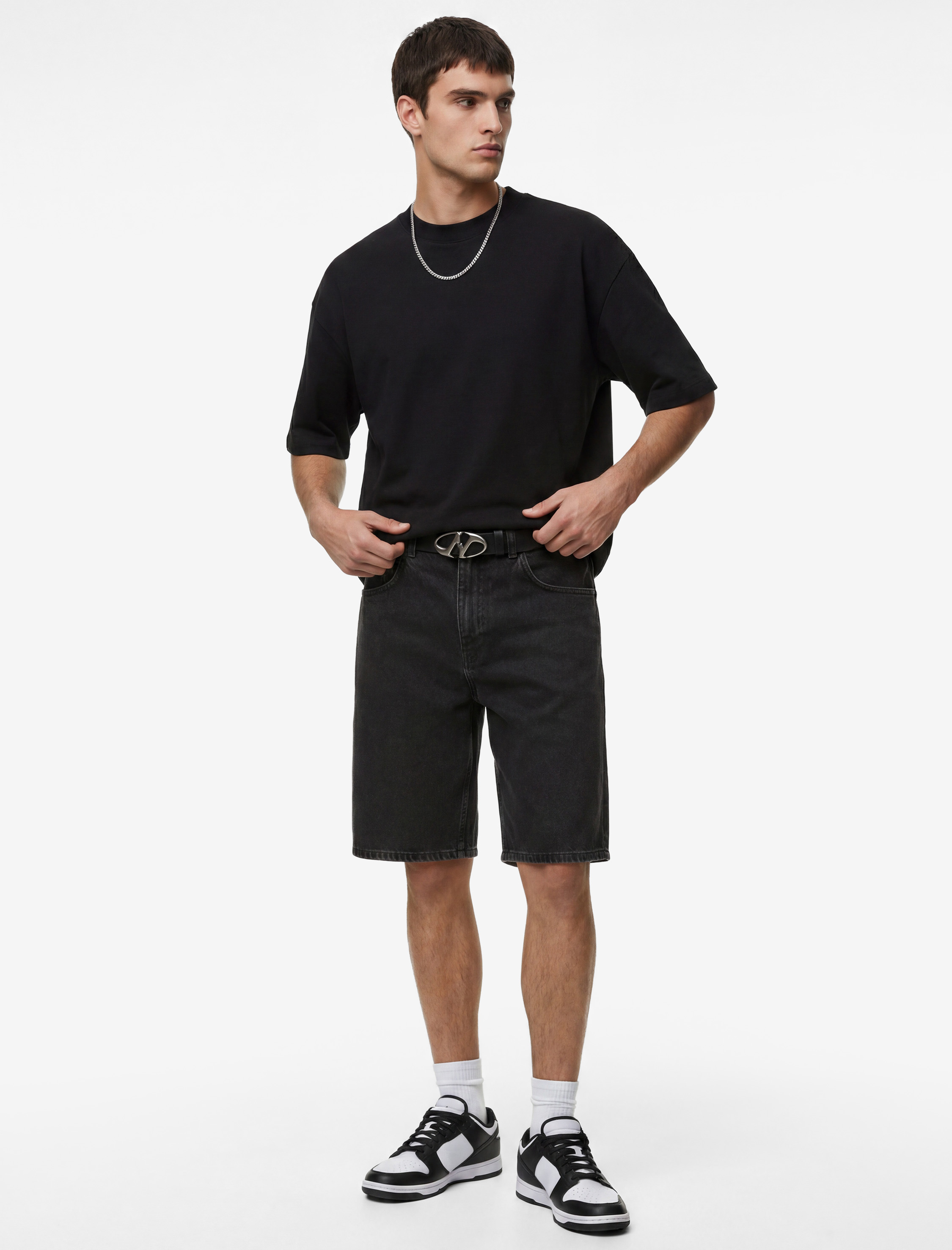   Pamuklu Kısa Kollu Bisiklet Yaka Basic Oversize Tişört