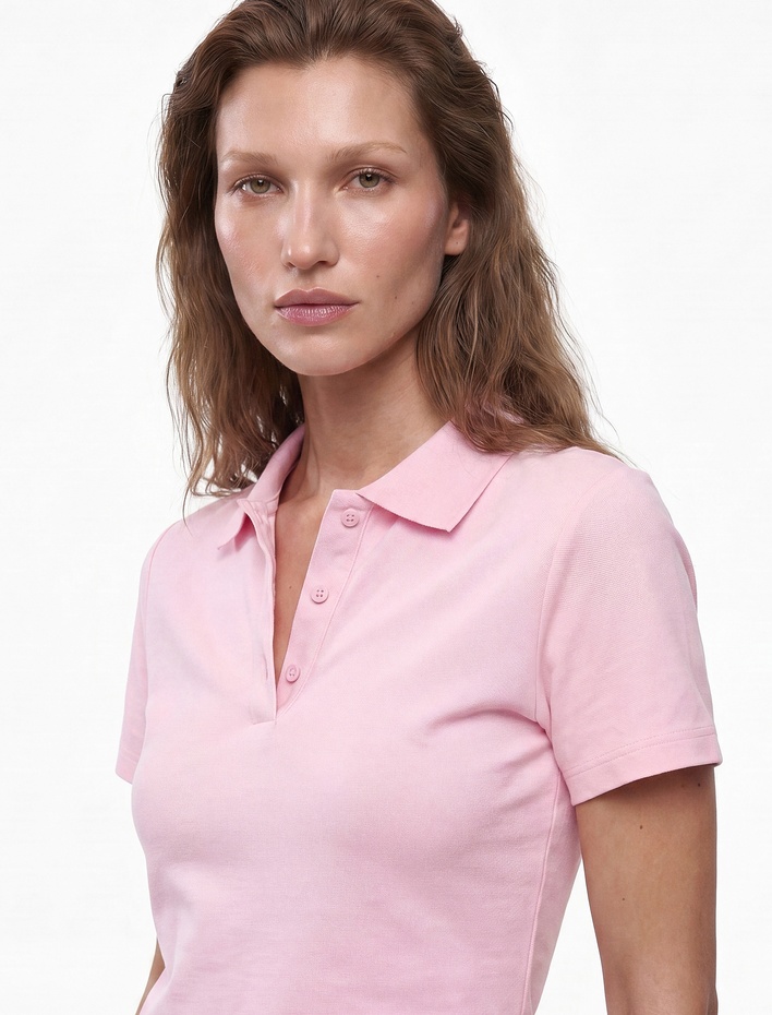  Pamuklu Slim Fit Kısa Kollu Düğmeli Polo Yaka Tişört