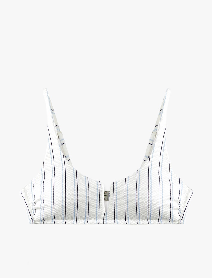  Dokulu Çizgili Bralet Bikini Üstü