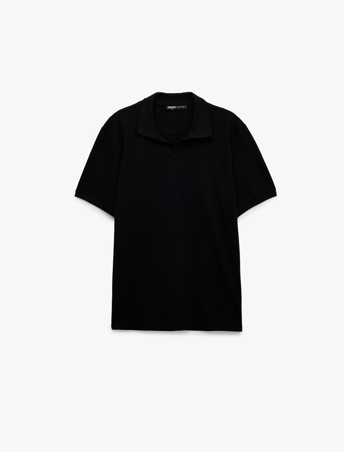  Pamuklu Kısa Kollu Regular Fit Pike Kumaş Polo Yaka Tişört