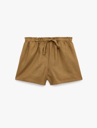Beli Bağcıklı Mini Mikro Keten Şort