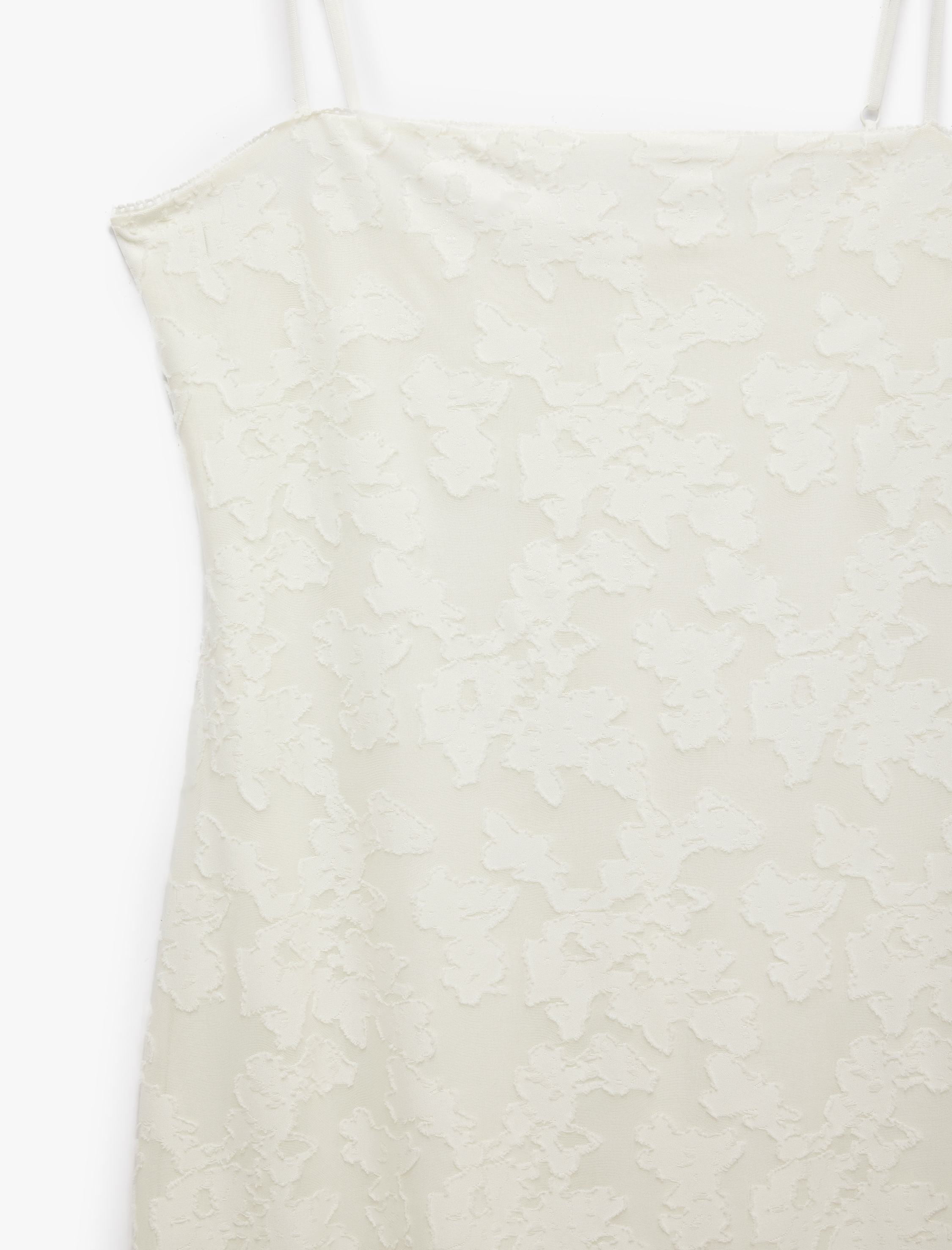   Slim Fit Floral Dantel Dokulu İnce Askılı Midi Elbise