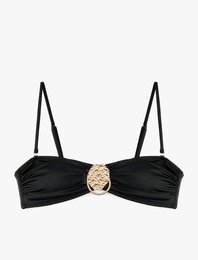 Çıkarılabilir Askılı Aksesuar Detaylı Bandeau Straplez Bikini Üstü