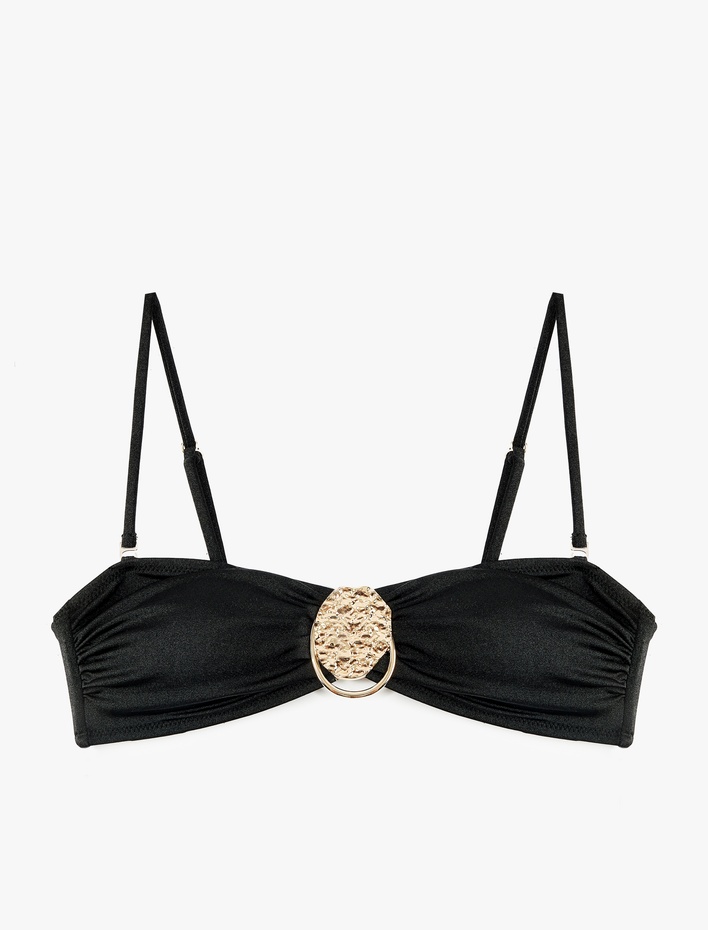  Çıkarılabilir Askılı Aksesuar Detaylı Bandeau Straplez Bikini Üstü