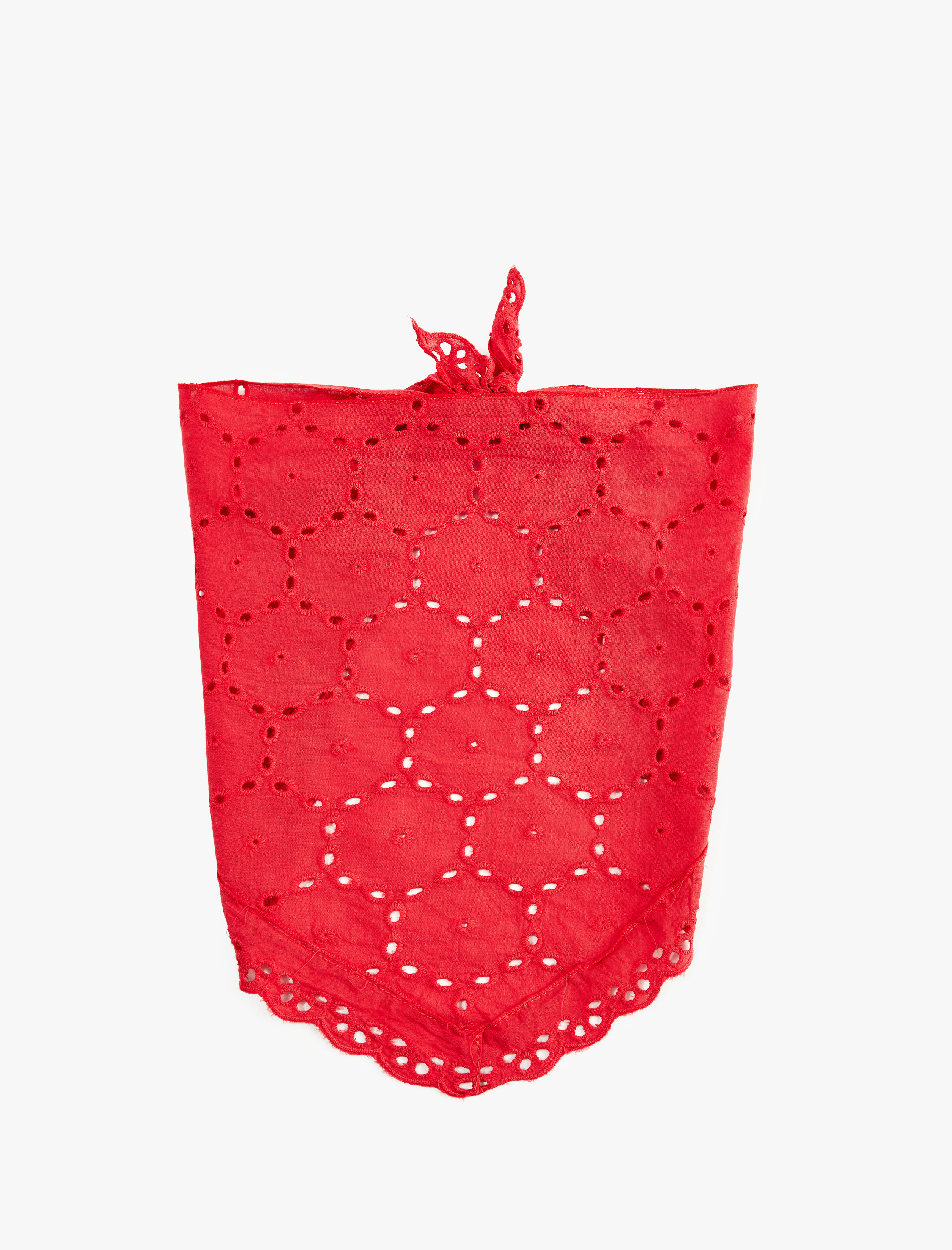  Kadın Pamuklu Dantelli Üçgen Bandana