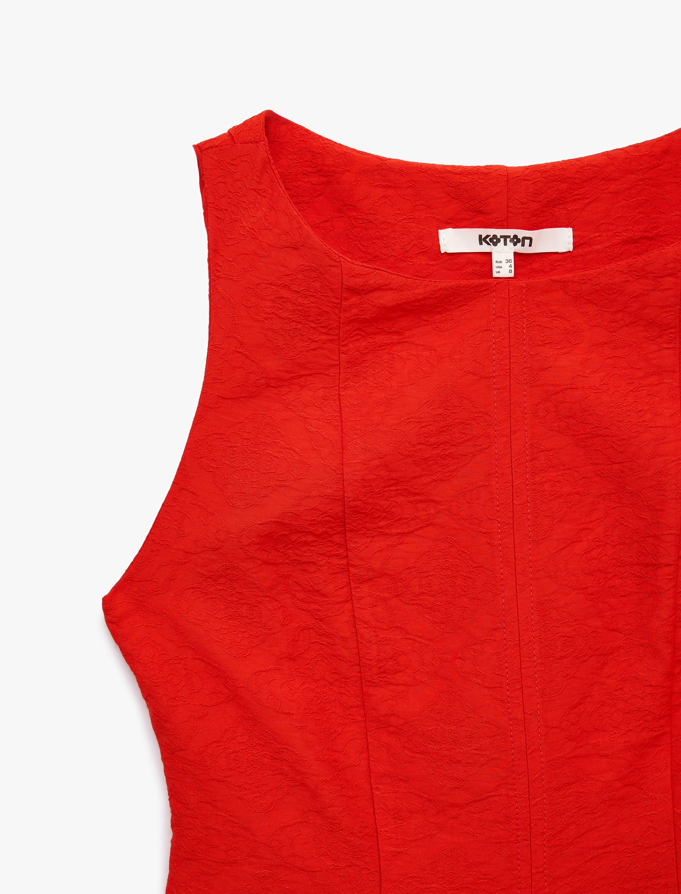   Viskon Kumaş Floral Dokulu Kolsuz Bisiklet Yaka Peplum Bluz