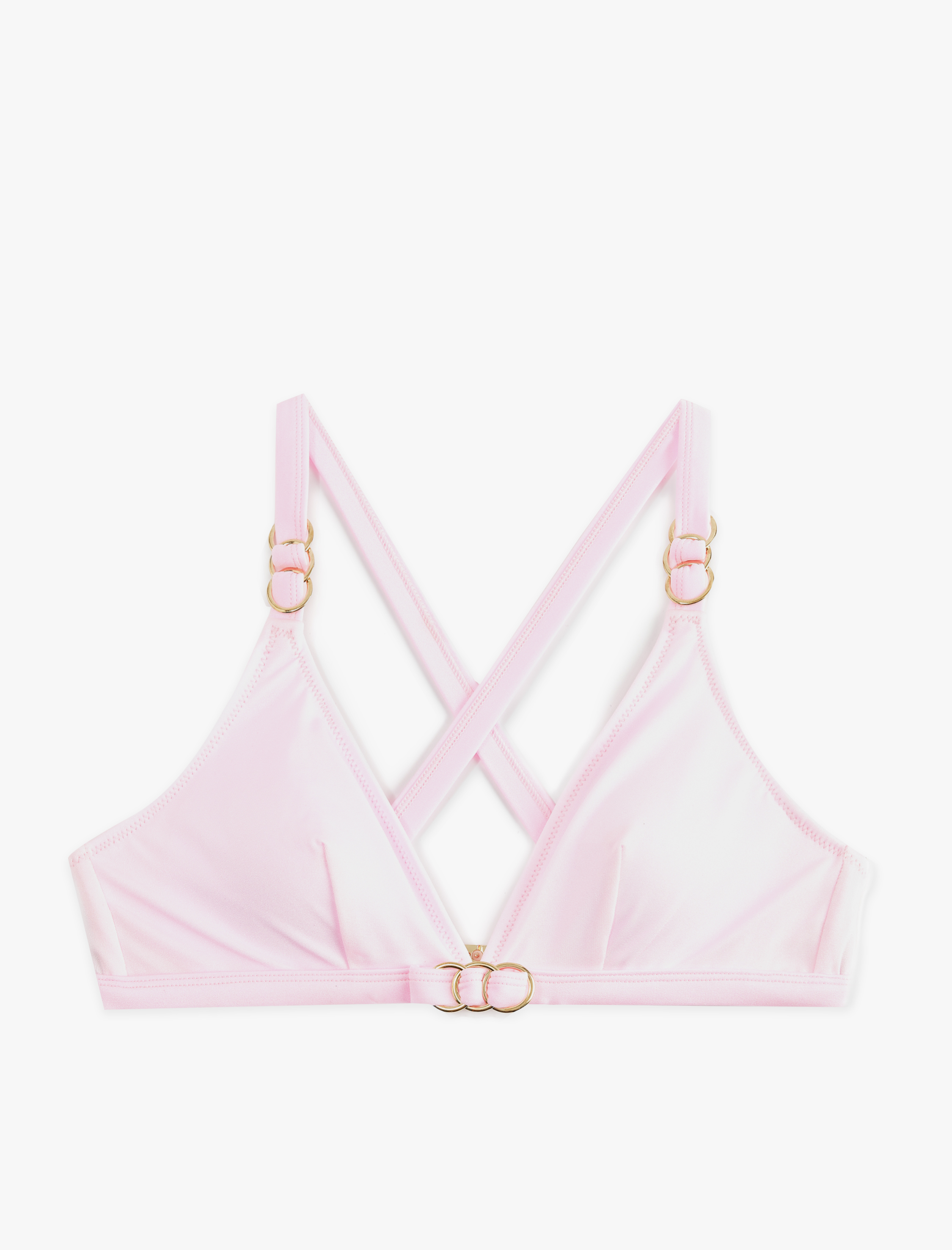   Metal Aksesuarlı V Yaka Çapraz Askılı Bralet Bikini Üstü