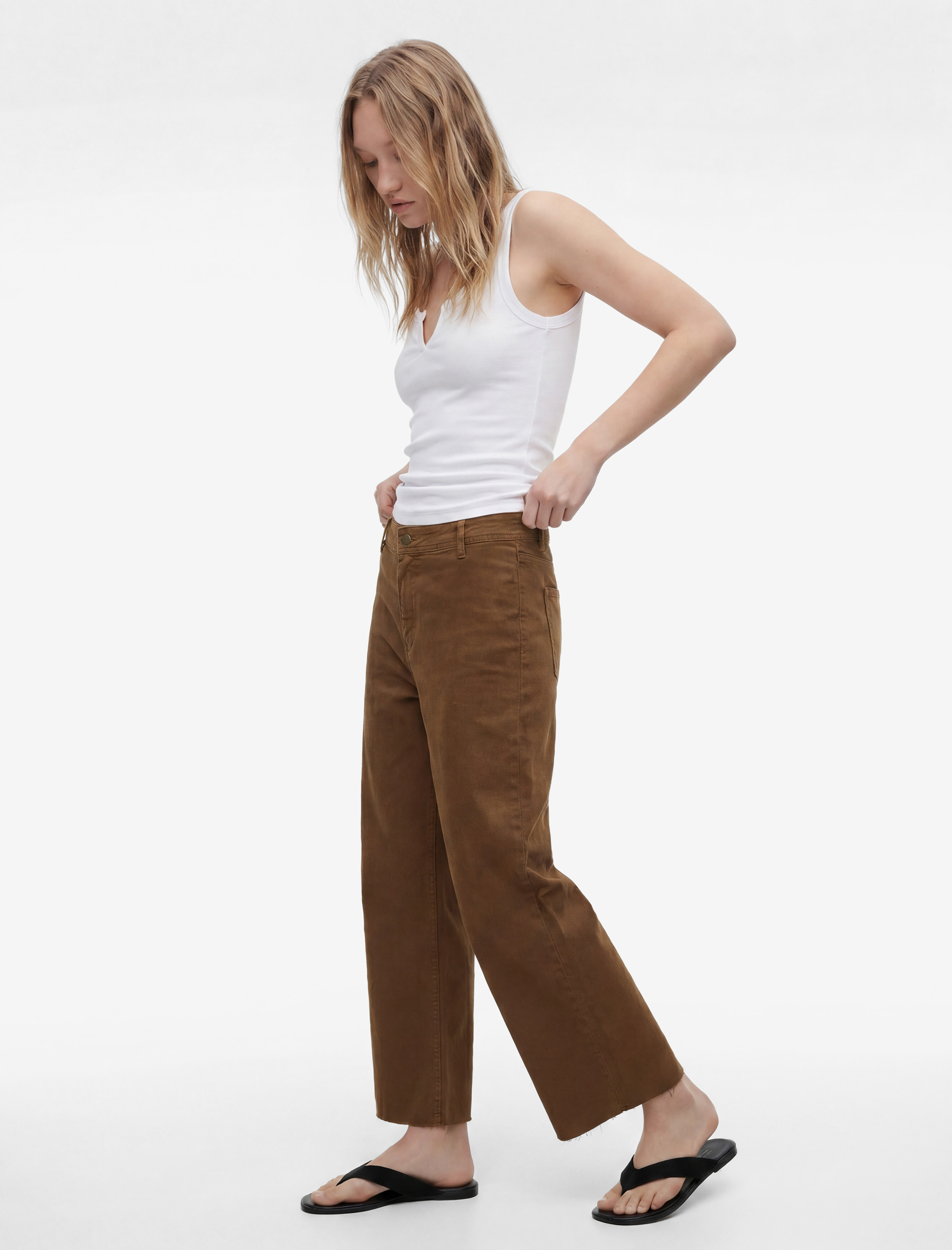   Normal Bel Rahat Kalıp Kesik Paça Jean Pantolon - Culoette Jean
