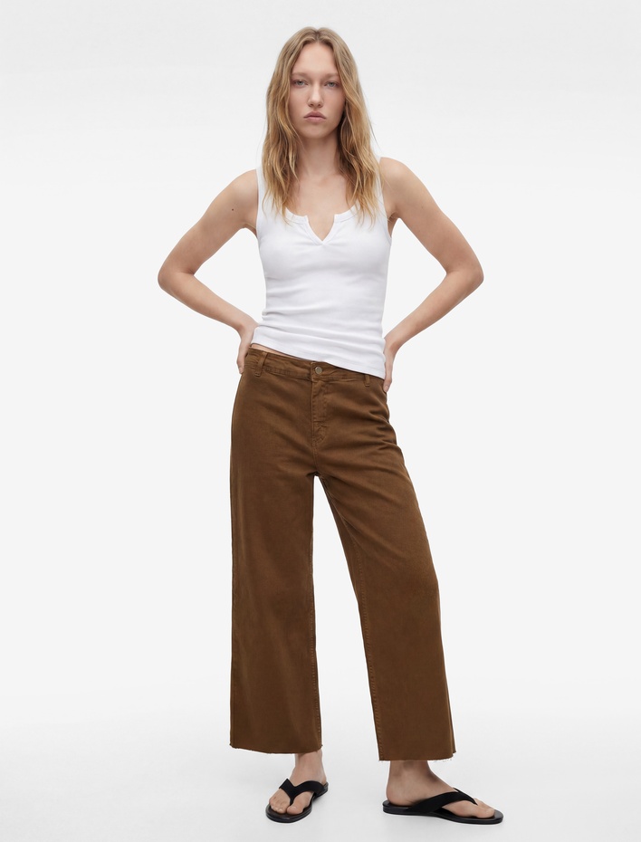  Normal Bel Rahat Kalıp Kesik Paça Jean Pantolon - Culoette Jean