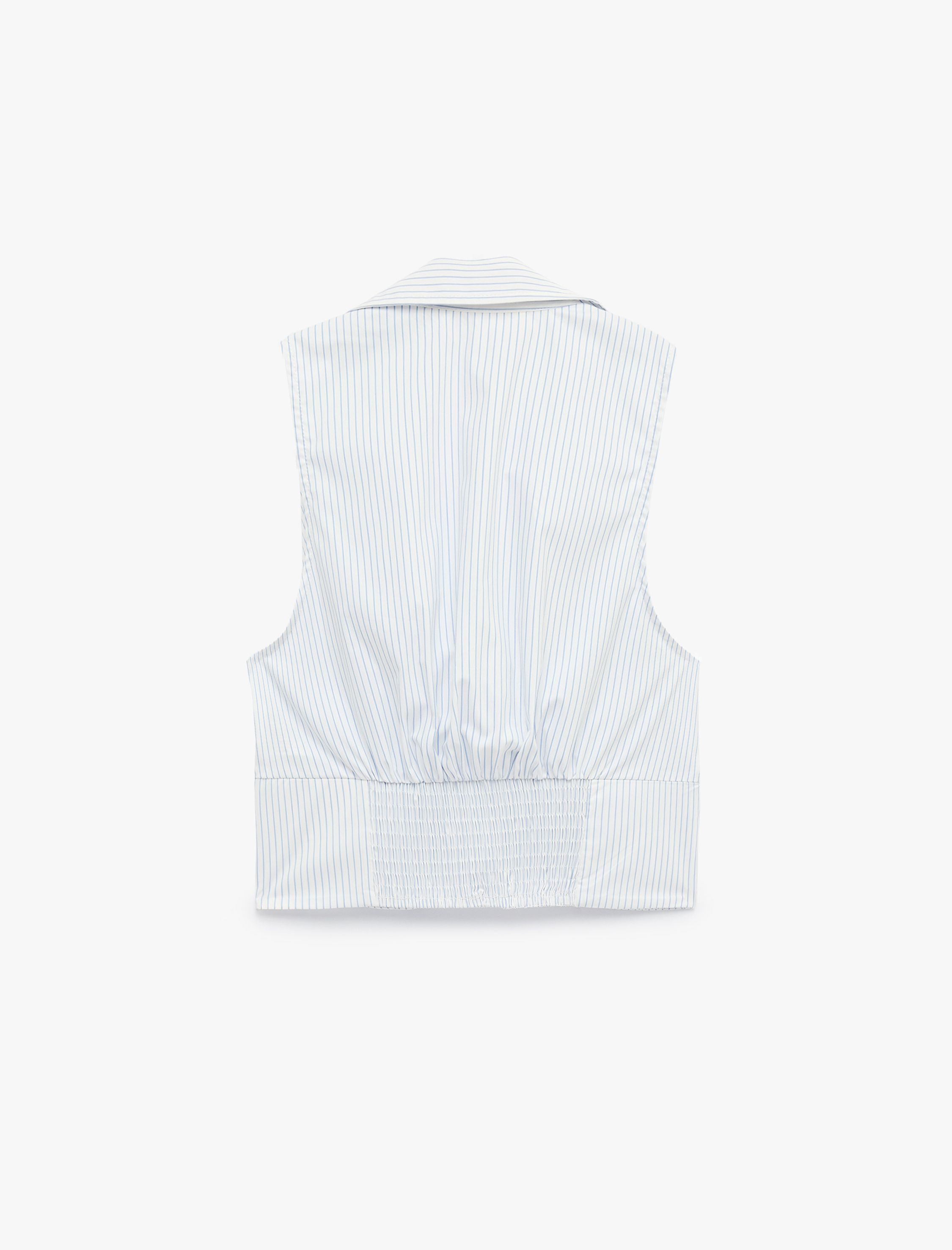   Pamuklu Fermuarlı Kolsuz Klasik Yaka Çizgili Crop Korse Bluz