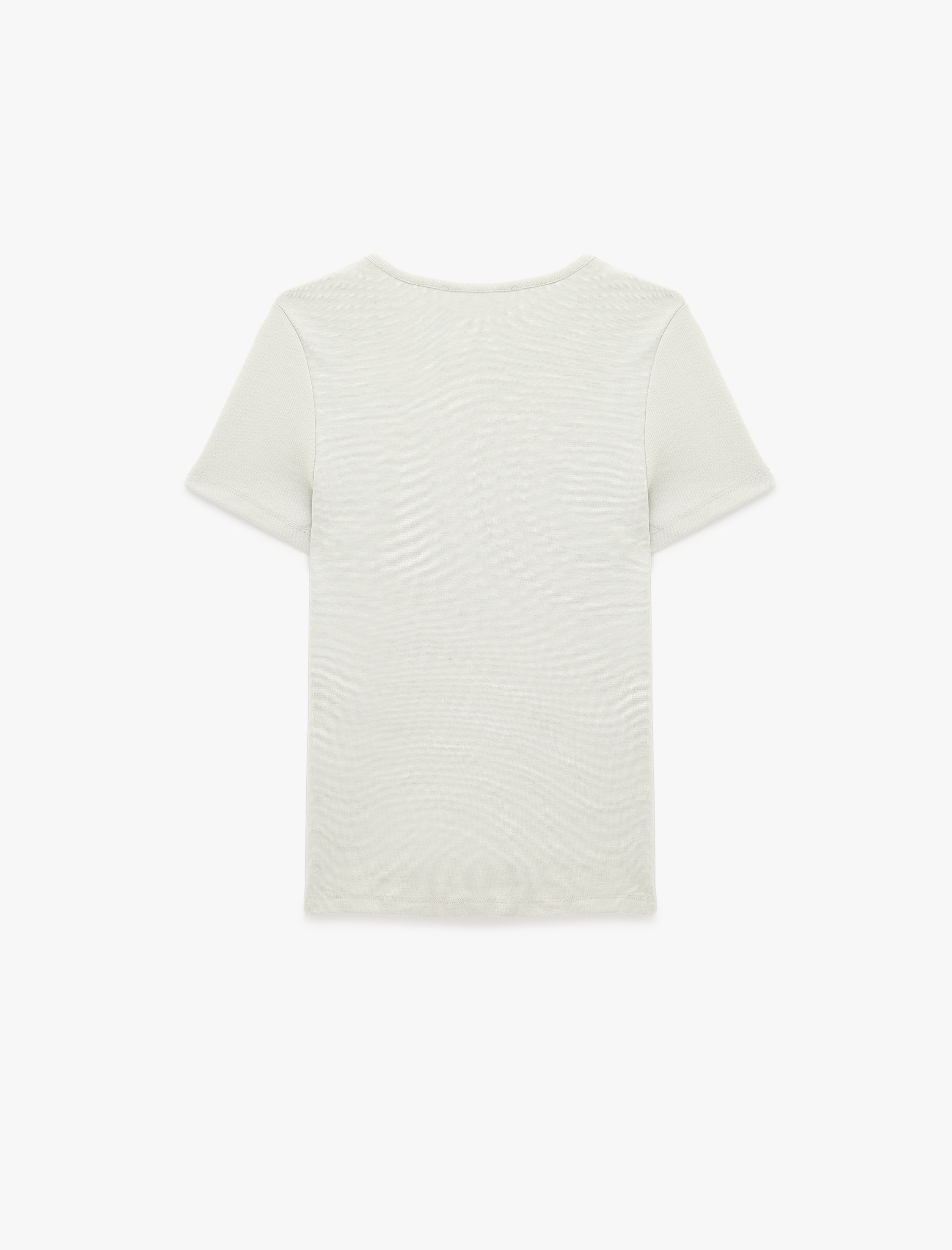   Pamuklu Slim Fit Bisiklet Yaka Kısa Kollu Kedi Nakışlı Tişört