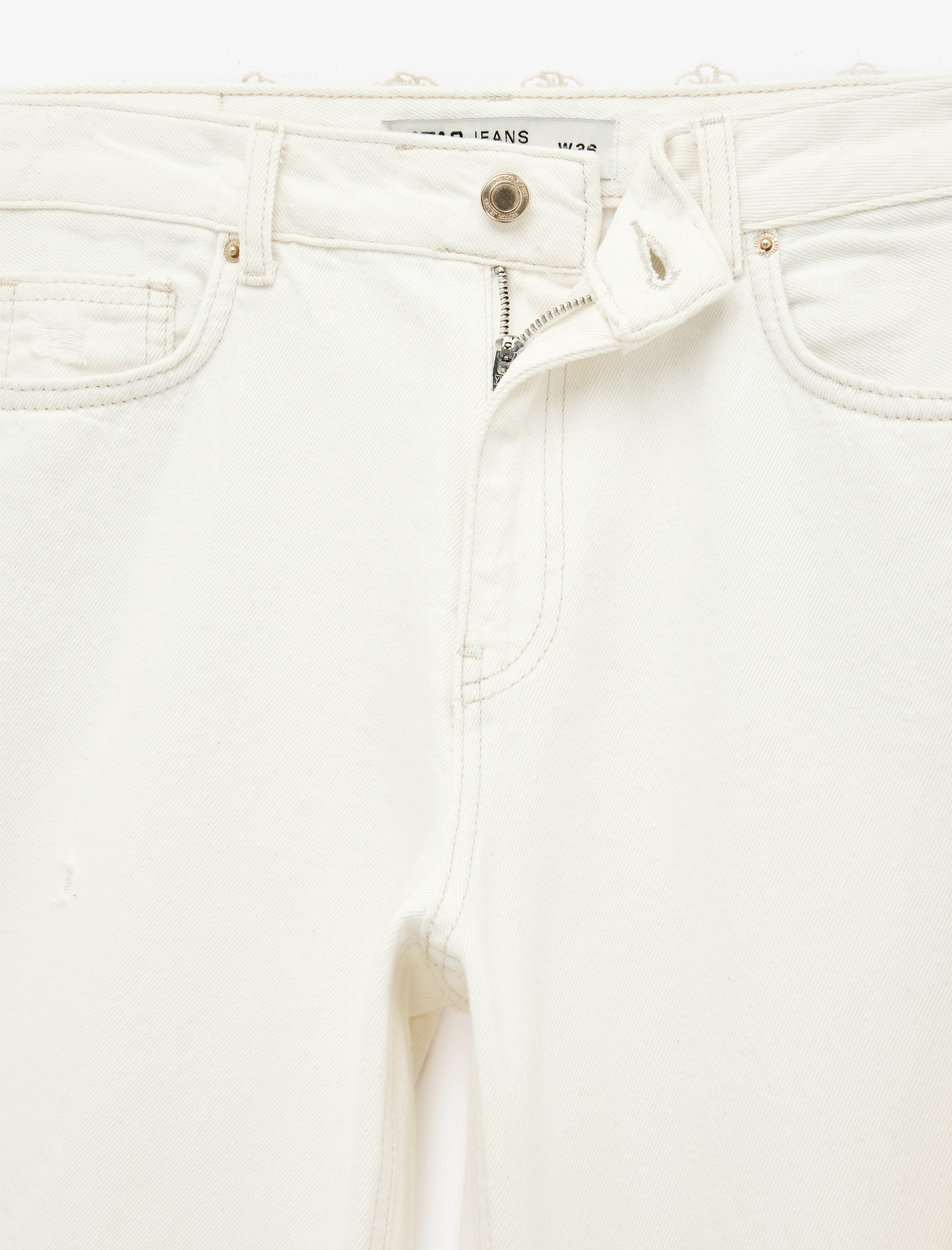   Dar Kalıp Dantel Detaylı Yıpratılmış İspanyol Paça Pantolon - Flare Jeans
