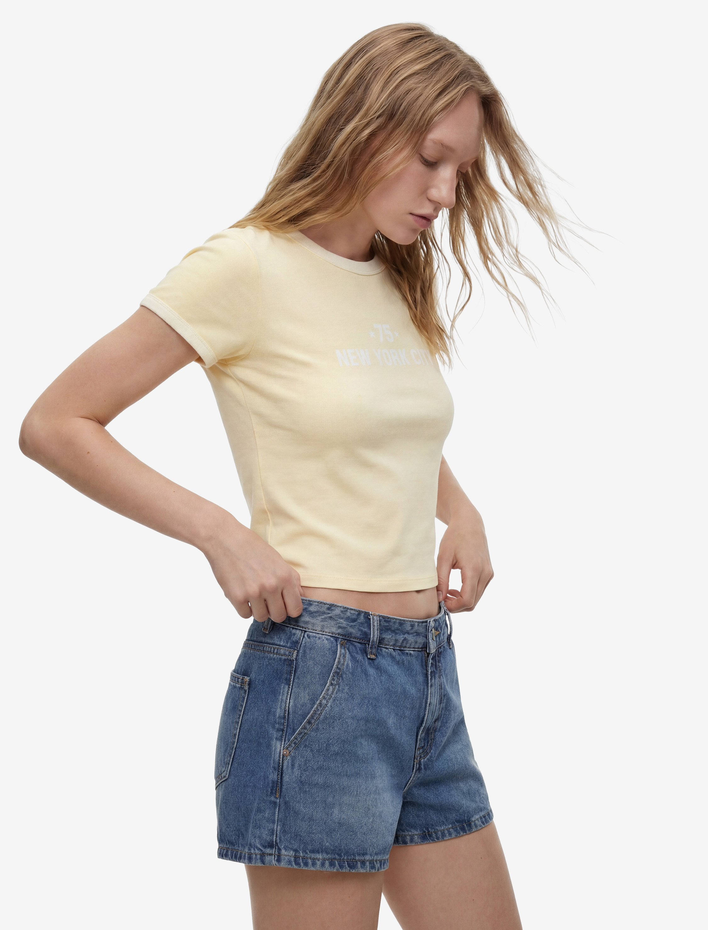   Regular Fit Pamuklu Chino Cepli Mini Denim Şort