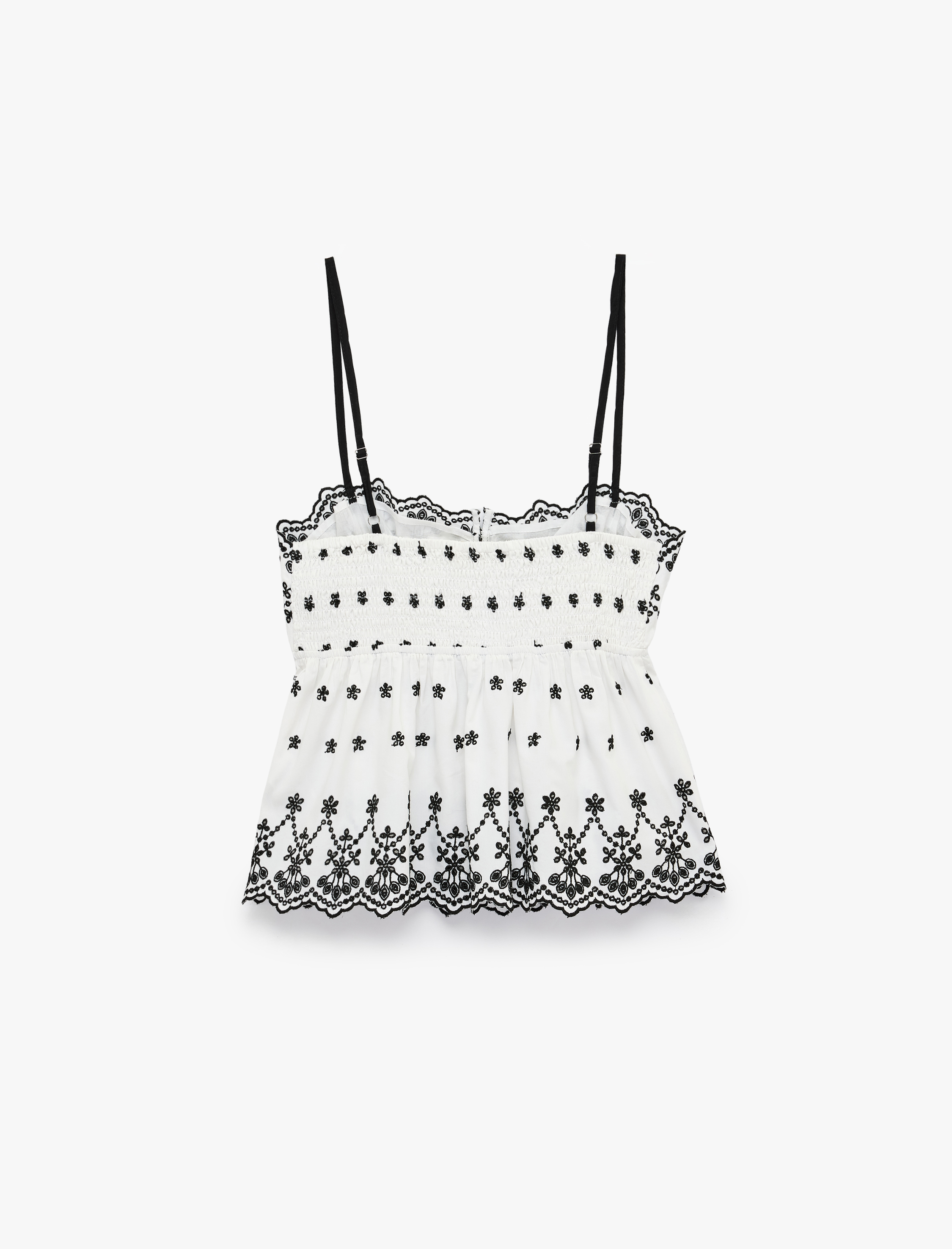   Gipeli Nakışlı Askılı Crop Poplin Degaje Yaka Bluz
