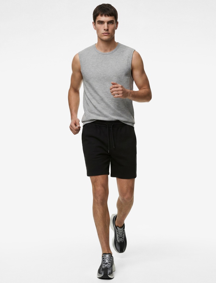  Dikiş Detaylı Pamuklu Kolsuz Bisiklet Yaka Basic Spor Atlet