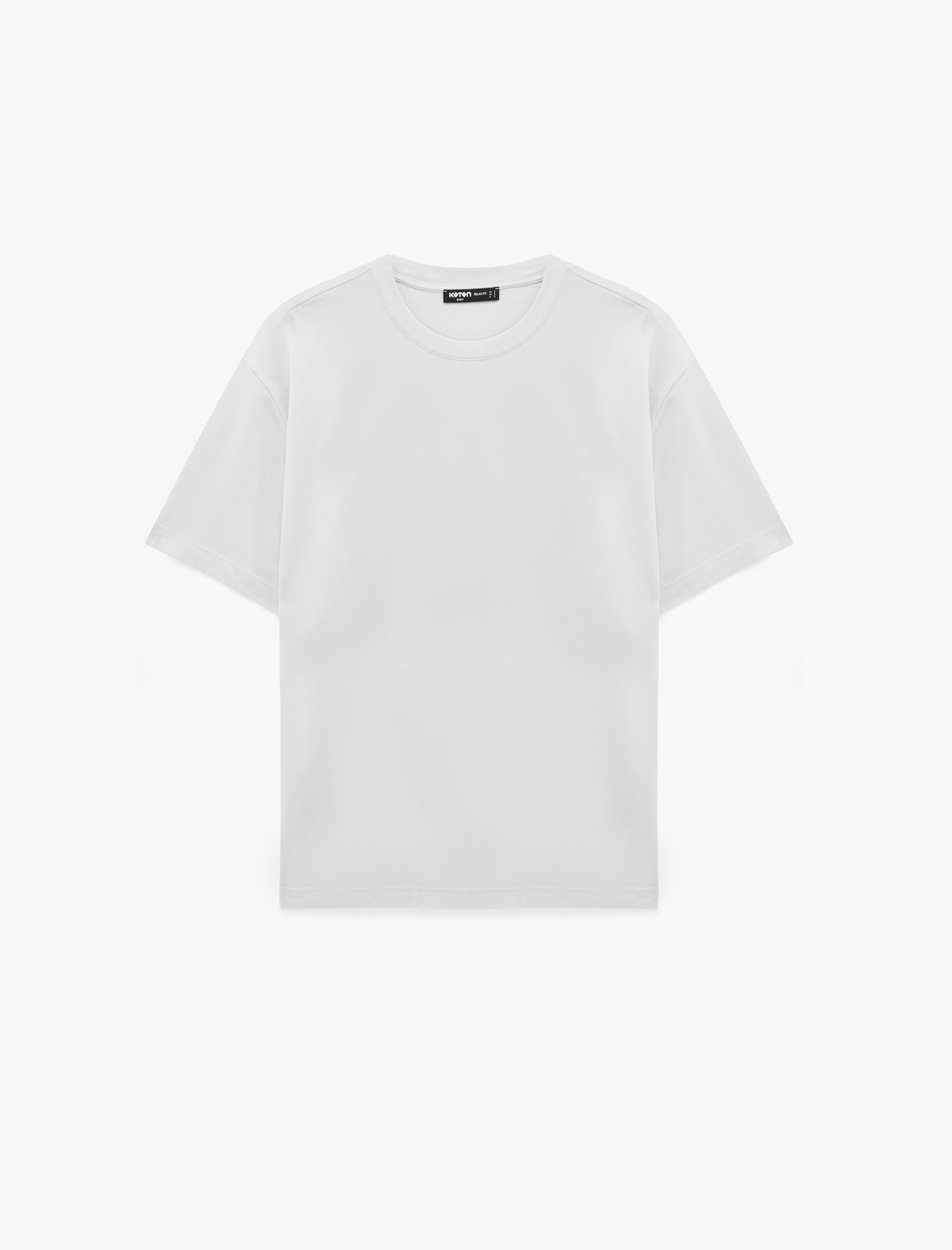   Pamuklu Kısa Kollu Bisiklet Yaka Basic Oversize Tişört