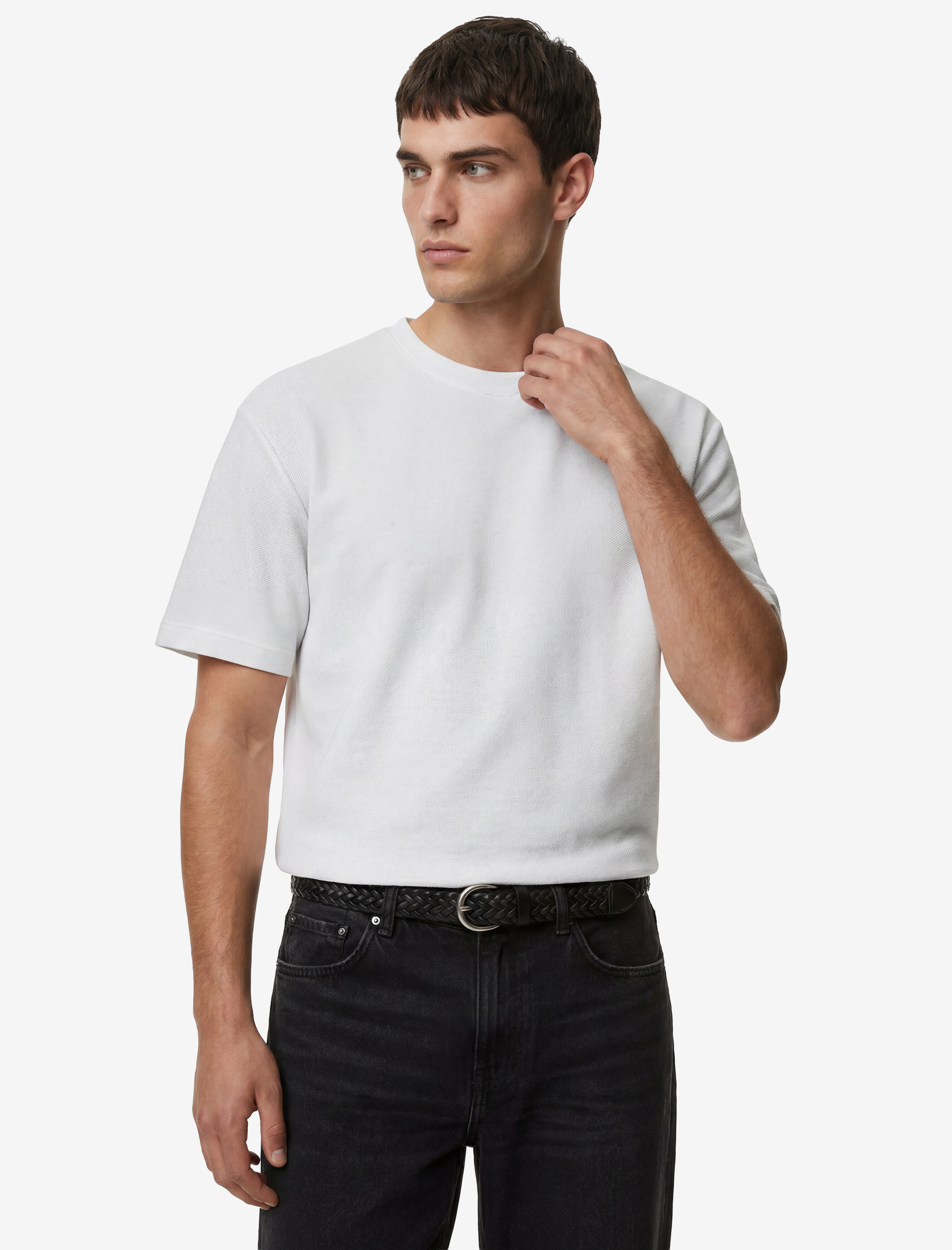   Pamuklu Kısa Kollu Bisiklet Yaka Basic Oversize Tişört
