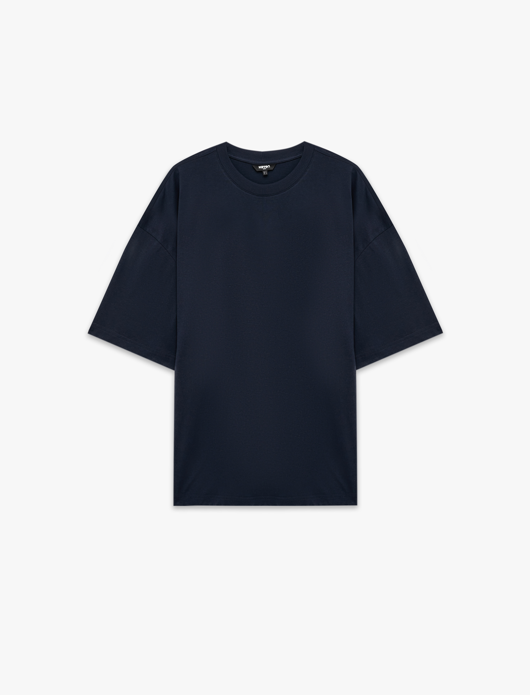   Pamuklu Kısa Kollu Bisiklet Yaka Basic Oversize Tişört