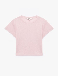 Koton X Sibil Çetinkaya - Yarı Transparan Slim Fit Kısa Kollu Bisiklet Yaka Tişört
